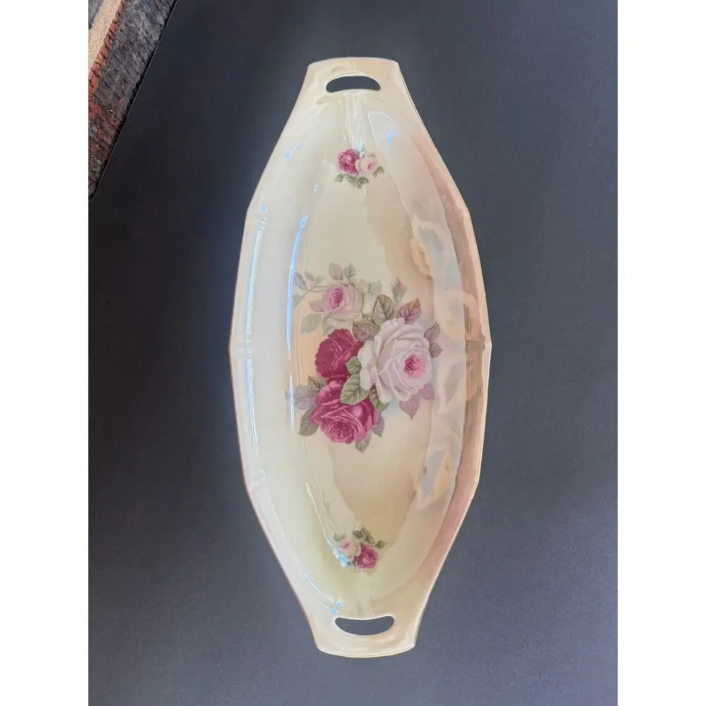 Antique E.S. Germany Prov Saxe Rose Porcelain Celery Relish Dish